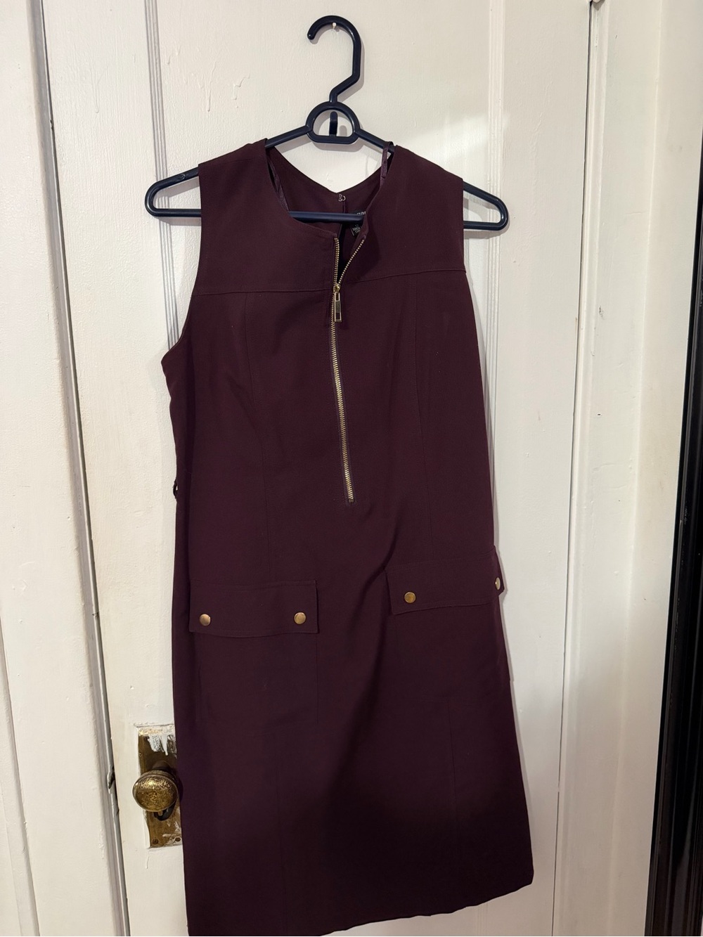 Sharagano Burgundy Sleeveless Zip-Front Shift Dress